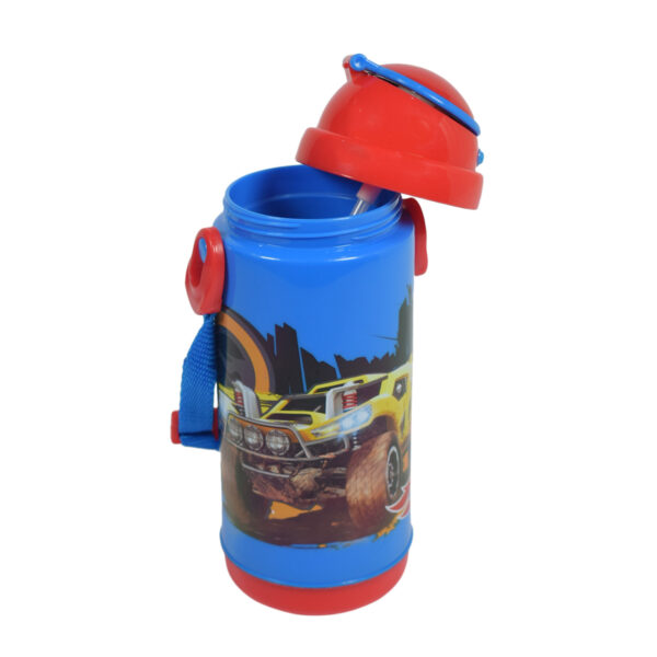 Hot Wheel Insulated Straw Water Bottle - Red/Blue-8389