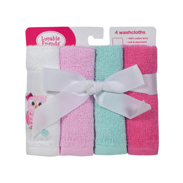 Luvable Friends Washcloths Pack of 4(Pink Shade)-0