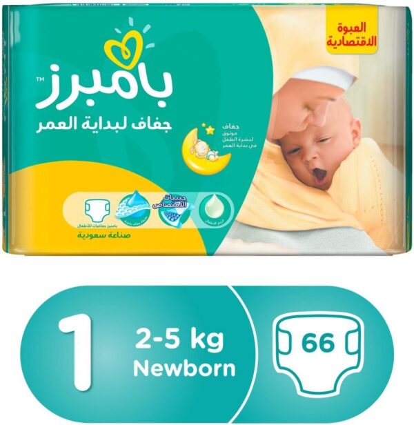 Pampers New Baby 1 Diapers New Born (2-5 Kg) - 66 Pcs-0