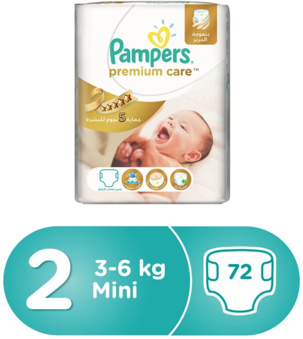 Pampers Premium Care Diapers, Size 2, Value Pack - 3-6 kg, 72 Count-0