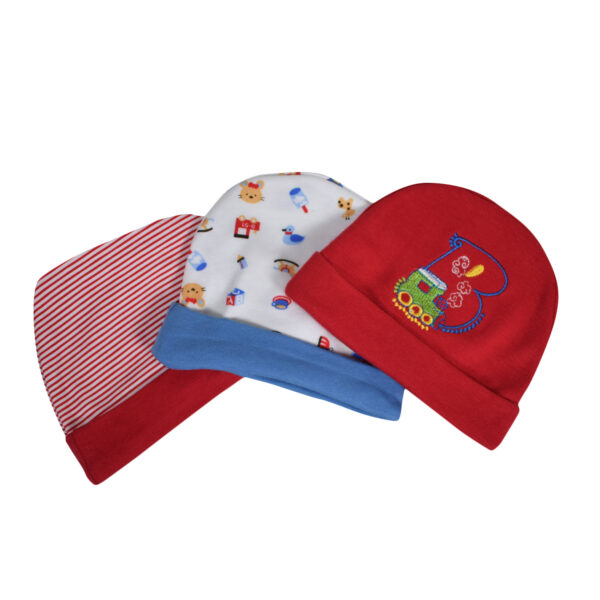 Simple New Born Summer Cap Pack of 3 (Red Shade)-0