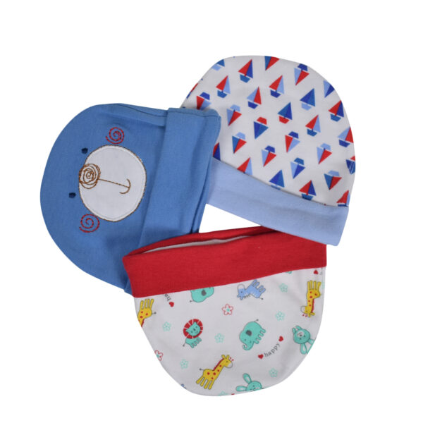 Simple New Born Summer Cap Pack of 3 - Blue, Red-7299