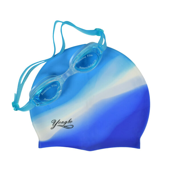 Yongbo Swimming Cap With Goggles - Sky Blue-0