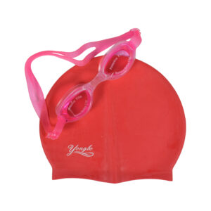 Yongbo Swimming Cap With Goggles - Red/Blue-9504