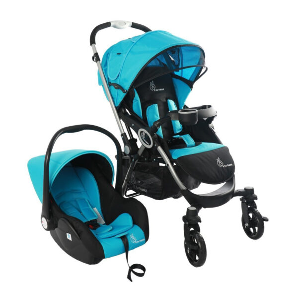 R for Rabbit Travel System - Chocolate Ride - Baby Stroller/Pram + Infant Car seat (Blue Black)-0