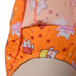 Piggy Print Ruffled Style Girls Swimsuit - Orange-9919