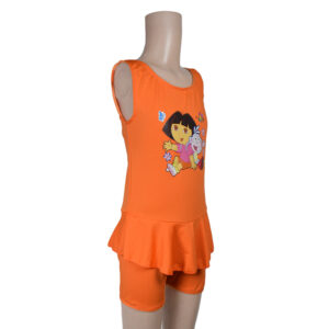 Dora Print Ruffled Style Girls Swimsuit - Orange-9936