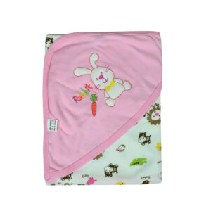 Rabbit Embroidery Hooded Wrapper - Pink-0