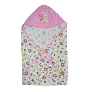 Rabbit Embroidery Hooded Wrapper - Pink-9260