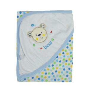 Montaly Bear Patch Hooded Wrapper - Sky Blue-0