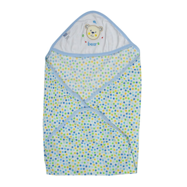 Montaly Bear Patch Hooded Wrapper - Sky Blue-9283