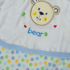 Montaly Bear Patch Hooded Wrapper - Sky Blue-9284