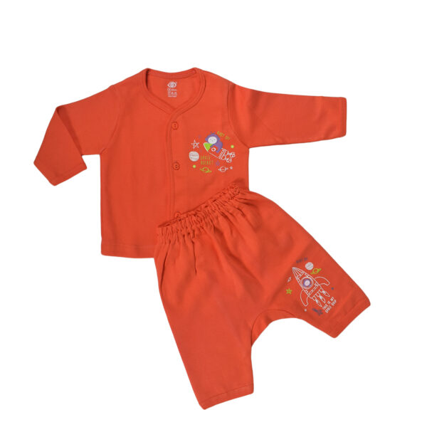 Zero Pack Of T-Shirt With Diaper Pant - Orange-0