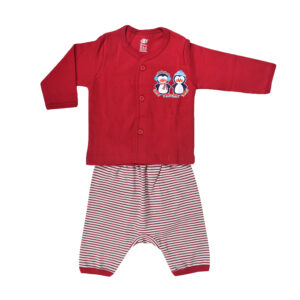 Baby Set Of T-Shirt With Diaper Pant - Red-0
