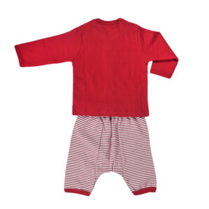 Baby Set Of T-Shirt With Diaper Pant - Red-8776