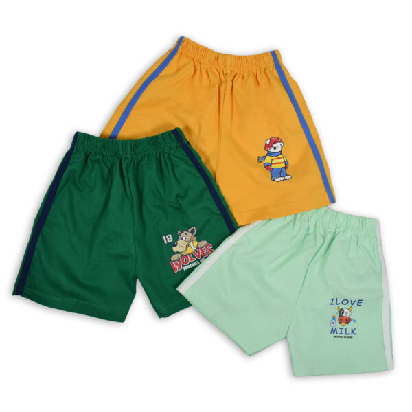 Cucumber Shorts Pack Of 3 - Yellow/Green/Aqua-0