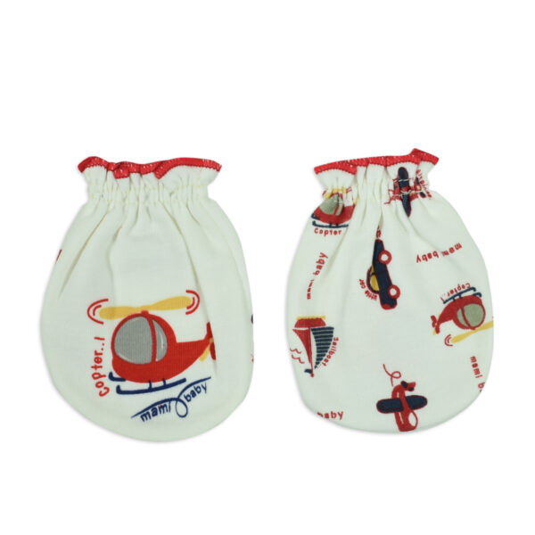 Mami Baby New Born Mittens & Booties Set (0-6M) - Red-10545