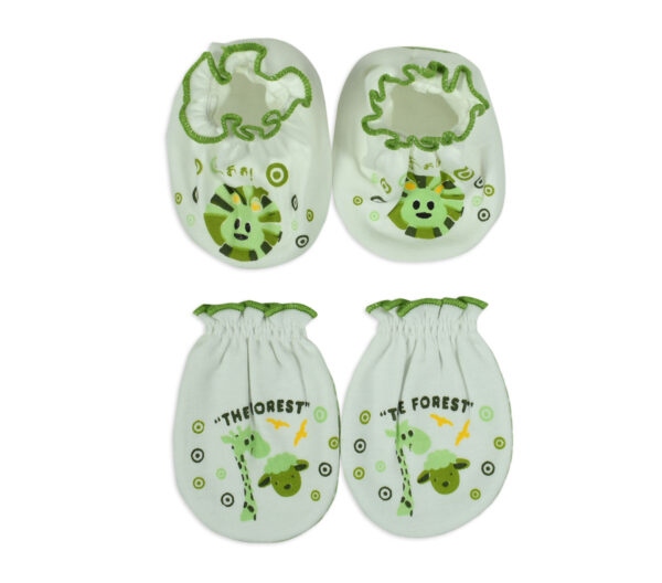 Mami Baby New Born Mittens & Booties Set (0-6M) - Green-0