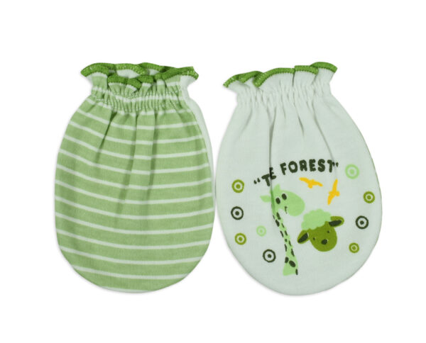 Mami Baby New Born Mittens & Booties Set (0-6M) - Green-10564