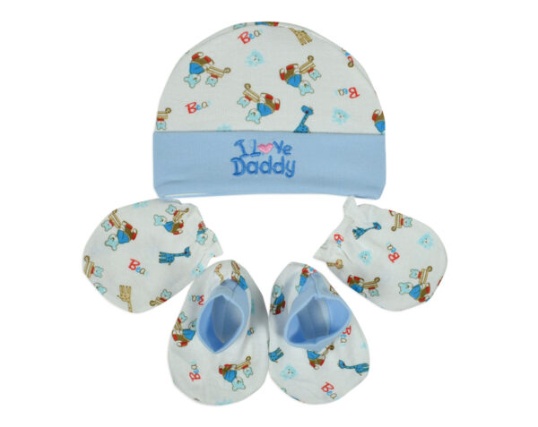 Montaly New Born Baby Caps, Mittens & Booties Set (0-6M)-0