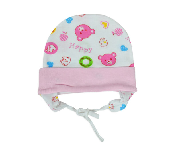 New Born Ear Cover Tie Knot Cap Printed-0