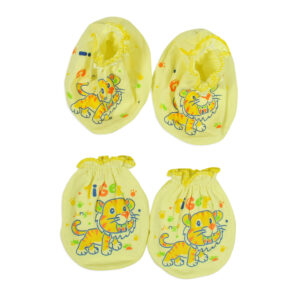 Kero Kid Bear Print Mittens And Booties Set - Yellow-0
