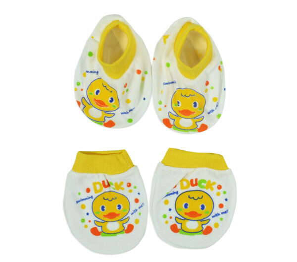 Kero Kid Duck Print Mittens & Booties Set - Yellow-10652