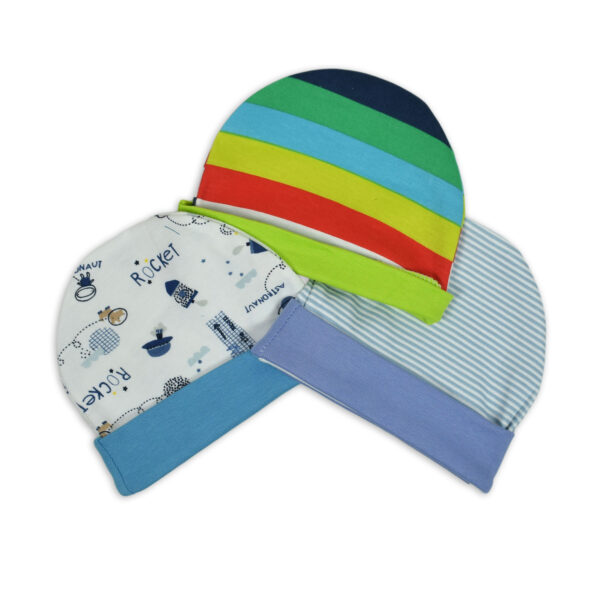 Multi Color New Born Summer Cap Pack Of 3-0