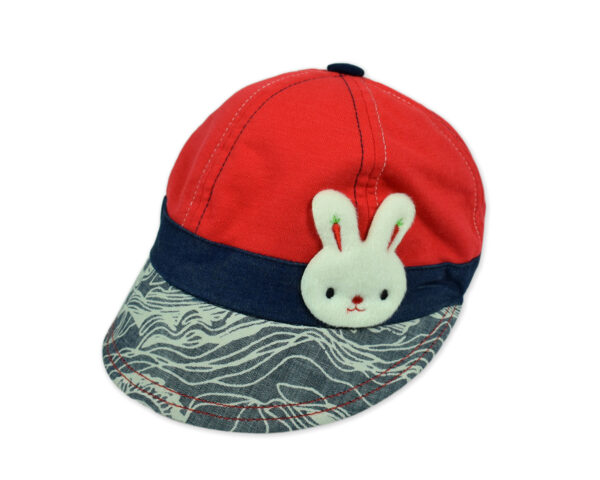 Kids Bunny Applique Unisex Summer Caps - Red-0