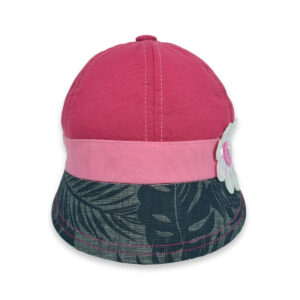 Flower Patch Girls Summer Caps - Pink/Grey-11298