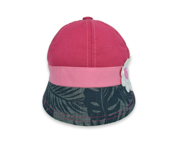 Flower Patch Girls Summer Caps - Pink/Grey-11298