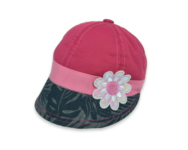 Flower Patch Girls Summer Caps - Pink/Grey-0