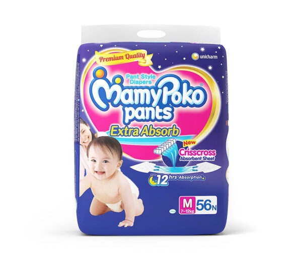 Mamy Poko Medium Size Baby Diapers (56 count)-0