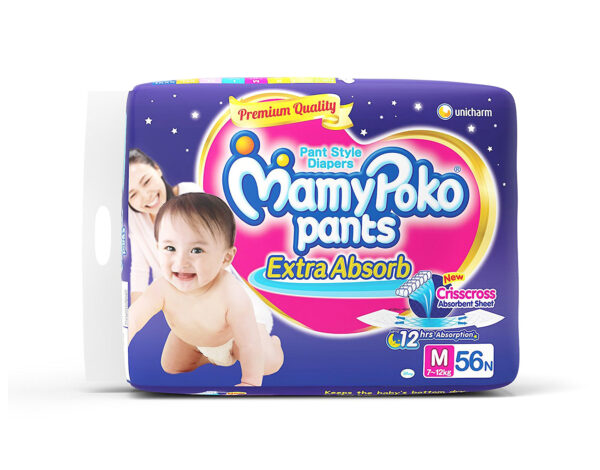 Mamy Poko Medium Size Baby Diapers (56 count)-10518