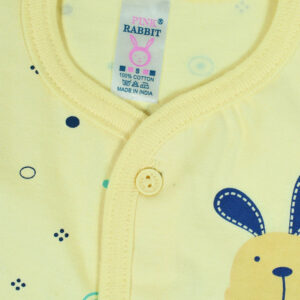 Pink Rabbit Half Sleeves Front Open Tee & Shorts - Yellow-11181