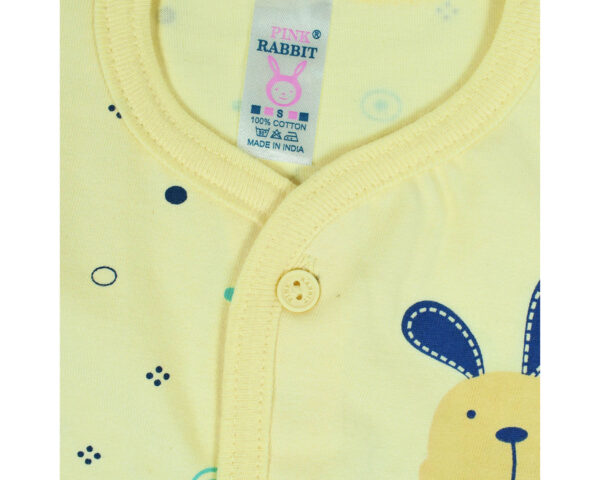 Pink Rabbit Half Sleeves Front Open Tee & Shorts - Yellow-11181