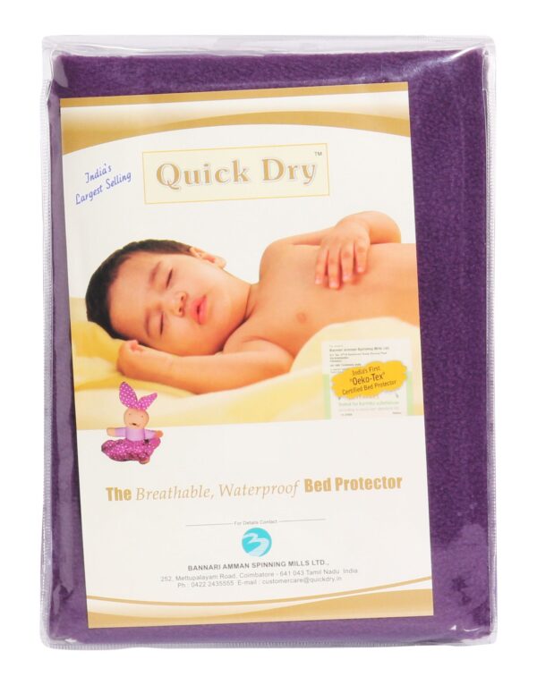 Quick Dry Plain Waterproof Bed Protector Sheet (L) - Plum-12376