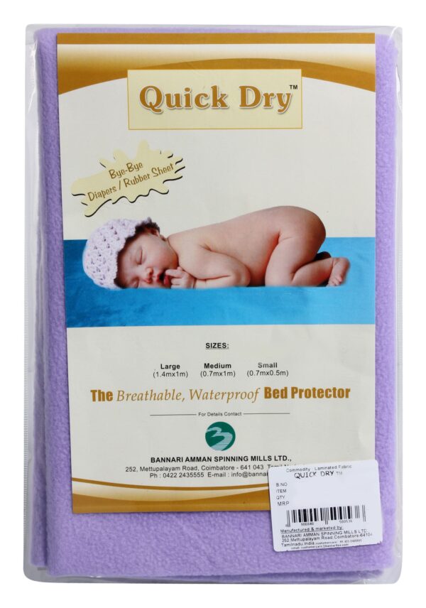 Quick Dry Plain Waterproof Bed Protector Sheet (Single Bed) - Lilac-12448