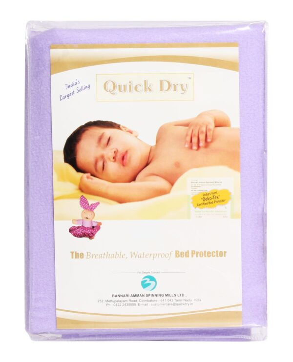 Quick Dry Plain Waterproof Bed Protector Sheet (Single Bed) - Lilac-12450