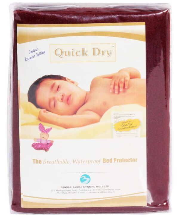 Quick Dry Plain Waterproof Bed Protector Sheet (M) - Dark Maroon-12427