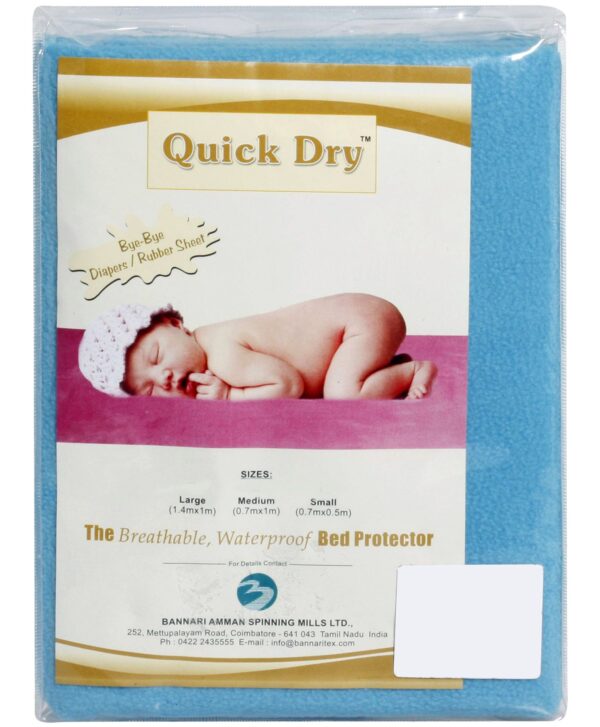 Quick Dry Plain Waterproof Bed Protector Sheet (M) - Cyan-12342