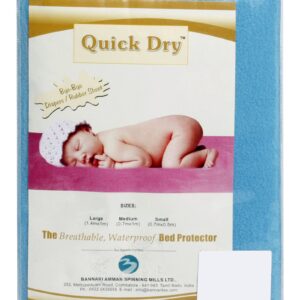 Quick Dry Plain Waterproof Bed Protector Sheet (L) - Cyan-12347
