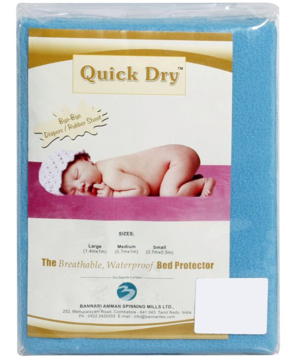 Quick Dry Plain Waterproof Bed Protector Sheet (L) - Cyan-12347