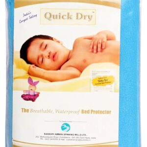 Quick Dry Plain Waterproof Bed Protector Sheet (M) - Cyan-12343