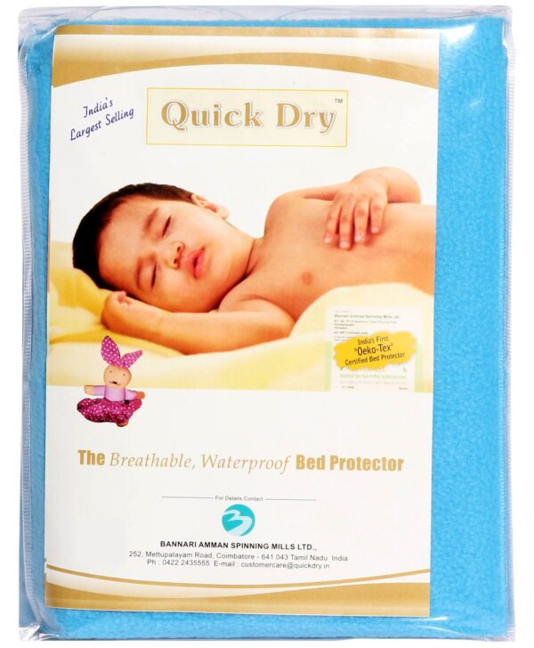 Quick Dry Plain Waterproof Bed Protector Sheet (M) - Cyan-12343