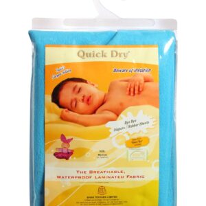 Quick Dry Plain Waterproof Bed Protector Sheet (M) - Cyan-12344