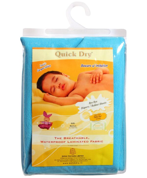 Quick Dry Plain Waterproof Bed Protector Sheet (L) - Cyan-12349