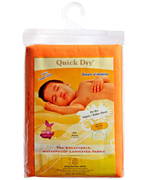 Quick Dry Plain Waterproof Bed Protector Sheet (M) - Peach-12414