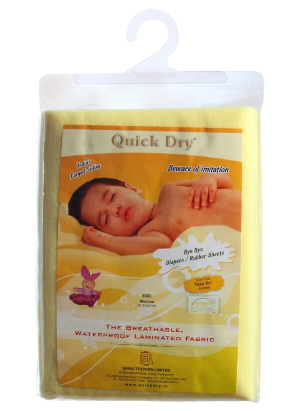 Quick Dry Plain Waterproof Bed Protector Sheet (M) - Yellow-12460