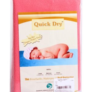 Quick Dry Plain Waterproof Bed Protector Sheet (Double Bed) - Rose-12370